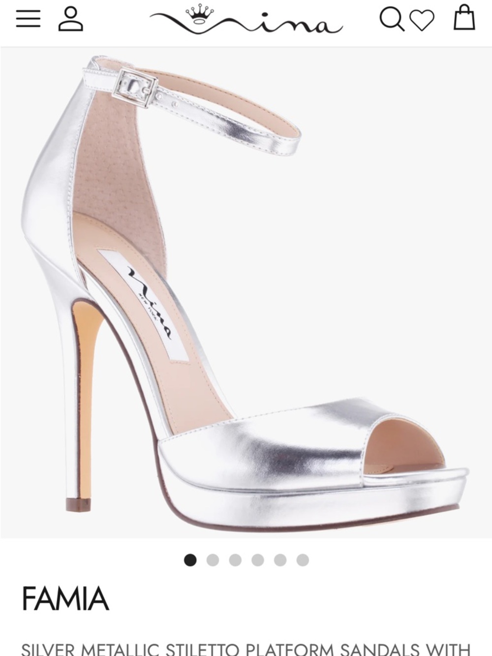 Nina Silver Metallic Ankle-Strap Stiletto Sandals